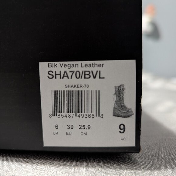 Demonia Shaker-70 Black Vegan Leather Mid-Calf Boots 9 - Picture 16 of 16